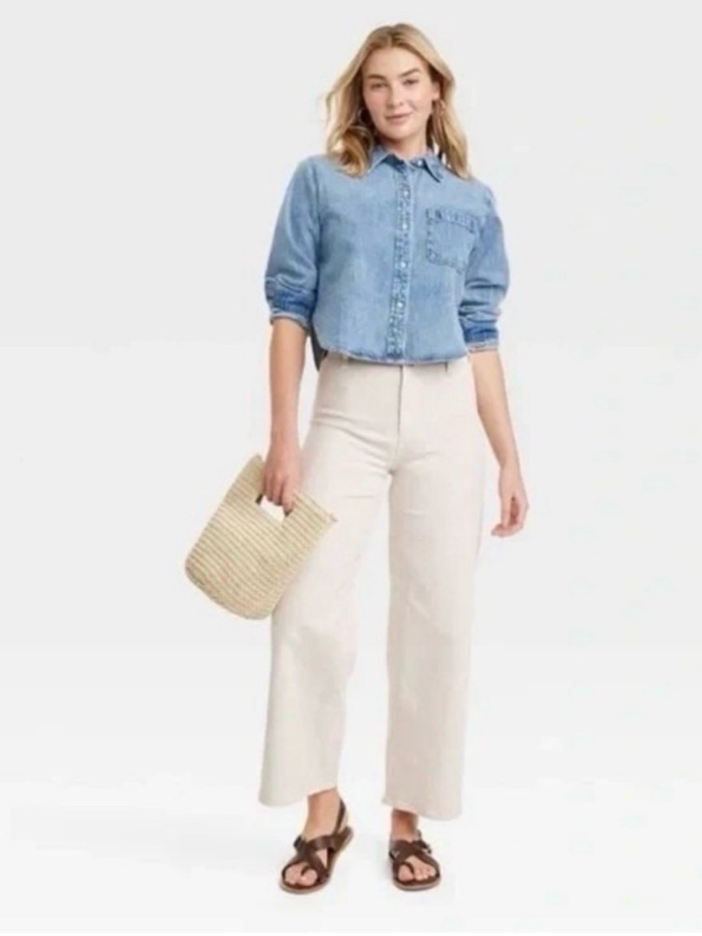 Universal Thread Sailor High-Rise Wide Leg Jeans in Cream 12
